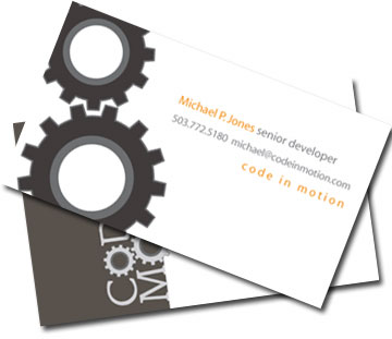 Business card for codeinmotion.com