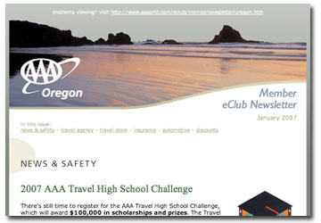 AAA Oregon eClub screenshot