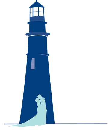 Lighthouse illustration from a Maine Wedding invite