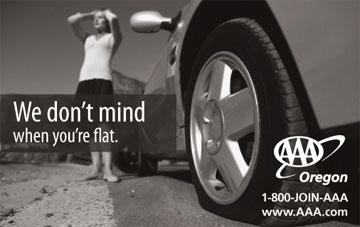 we don't mind when you're flat (photo of woman with flat tire)